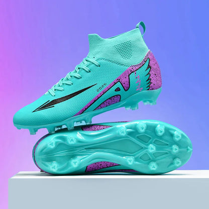 Nouvelles chaussures de football pour hommes, chaussures de soccer de haute qualité, chaussures de futsal, chaussures de sport antidérapantes à cheville haute pour l'extérieur, chaussures de sport ultra-légères antidér