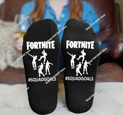 Meias Desportivas FORTNITE de Verão Pretas e Brancas, Respiráveis, Baixas e Invisíveis, em Algodão Macio para Desporto e Uso Casual