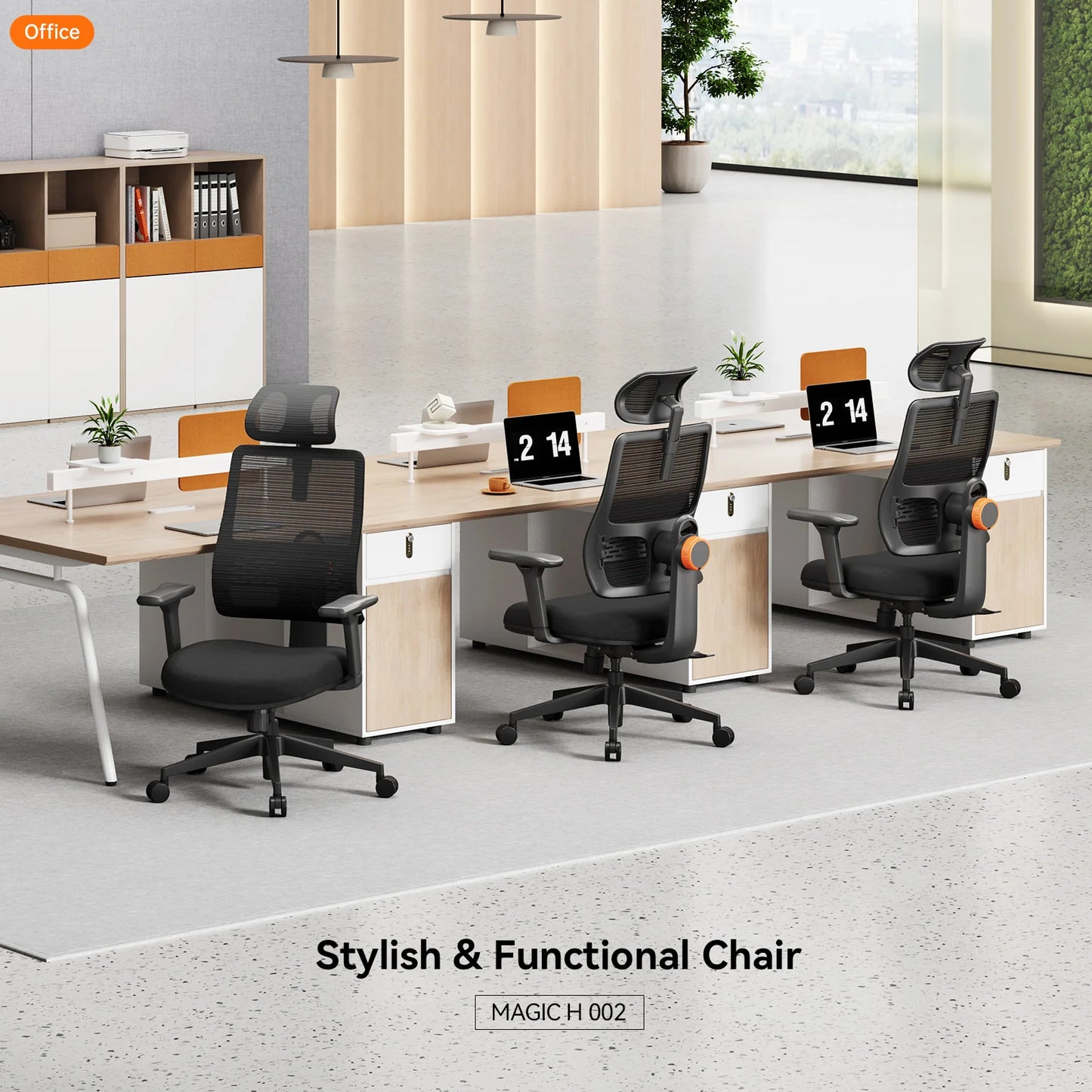 NEWTRAL MAGICH003 Ergonomic Office Chair with Adaptive Lumbar Support, Adjustable Headrest, 3D Armrests, Reclining Executive Desk Chair