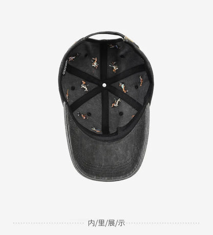 New puppy retro spring and autumn fashion washed Auteng soft top baseball cap, street worn new duckbill hat with embroidery