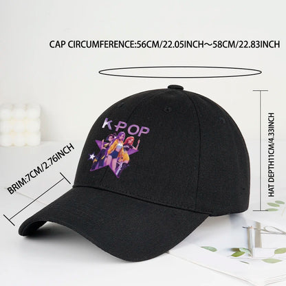 K-POP-baseballpet met print van cartoonmeisjesgroep - Unisex casual retro verstelbare ‘dad cap’ - Y2K-zonnepet