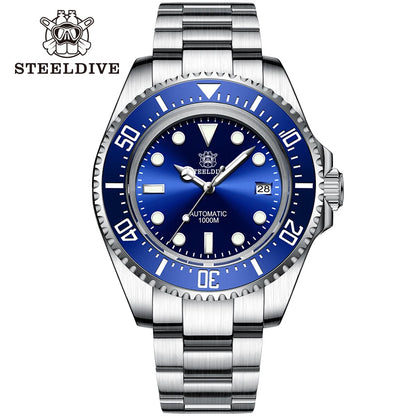 SD1964 STEELDIVE 1000M Waterproof 45.4MM Big Water Ghost Watch For Men Super BGW9 Blue Luminous Dive Watch with Valve