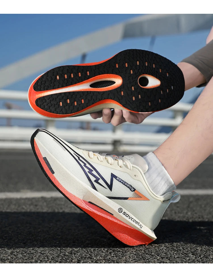 Sapatilhas de corrida com placa de carbono, especialidade maratona, para homem e mulher, desportivas, respiráveis, leves, confortáveis, atléticas e antiderrapantes