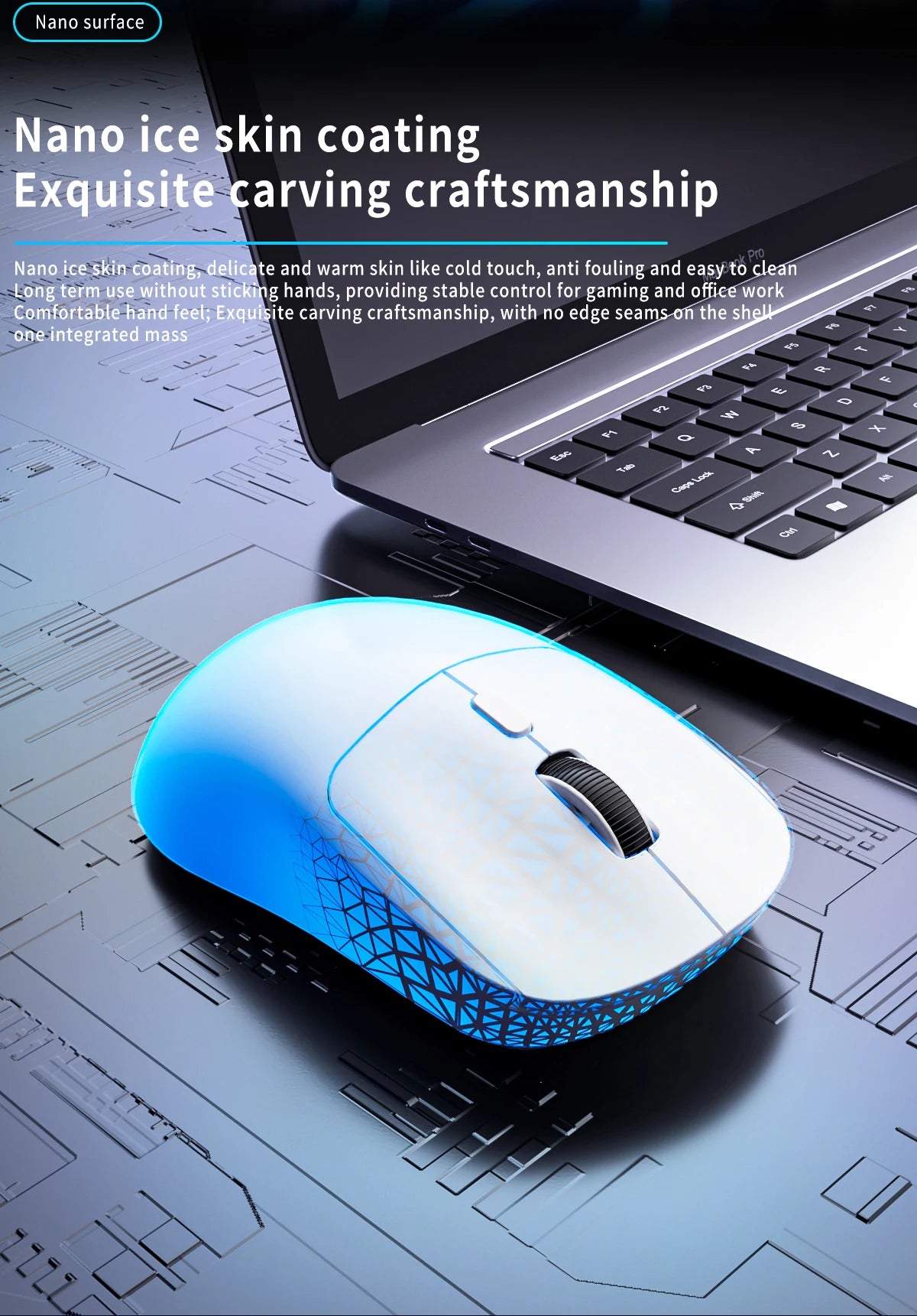 Gamingmus Bluetooth-mus uppladdningsbar gamermus PAW3395 lätt ergonomisk trådlös mus för esport