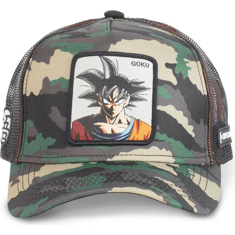 Șapcă Dragon Ball Son Goku de vară pentru călătorii, cu cozoroc, pentru bărbați, brodată, în stil hip-hop, cu vizieră de soare, șapcă de camionagiu ajustabilă din plasă