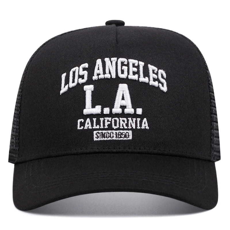 LOS ANGELES embroidered men's and women's outdoor sports event cap American trucker net hat trend fashion