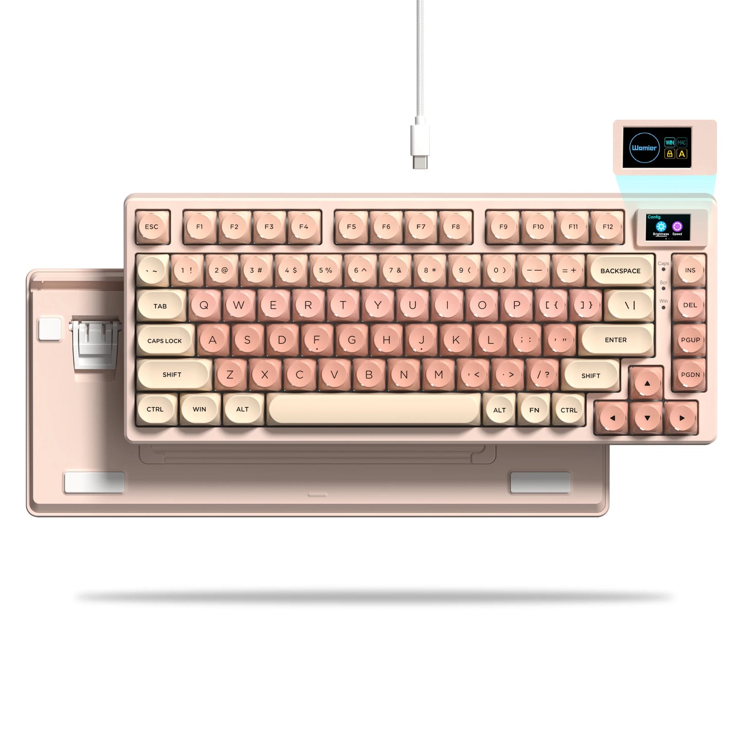 Teclado gamer Womier S-K80 com ecrã OLED a cores, teclado mecânico gaming hot-swappable com montagem gasket, teclado RGB personalizado