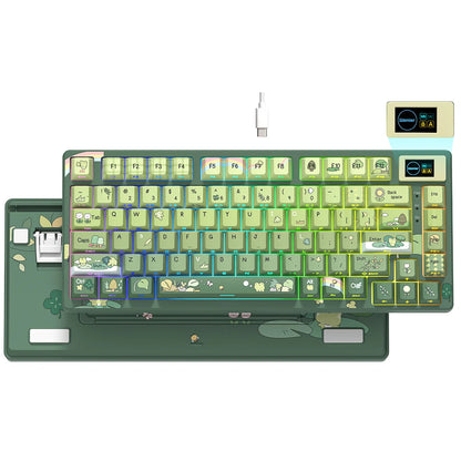 Womier SK80 Green Keyboard Gasket Mounted RGB Hot Swap with Color OLED Display 75% Mechanical Gaming Keyboard for PC
