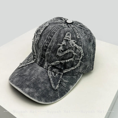 New Men Women Personal Embroidered Wing Double-edged Blade Baseball Hats Sunshade Distress Versatile Street Peaked Caps Fashion