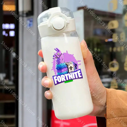 400ML Fortnites 18CM Strohhalmbecher für Erwachsene, Jungen und Mädchen, niedlicher Wasserbecher im Cartoon-Stil für Schüler, stoßfeste tragbare Trinkflasche als Geschenk