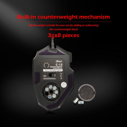 ZELOTES C13 Wired Gaming Mouse 10000 DPI RGB Programmable Gaming Mouse with 13 Buttons for PC & Laptop