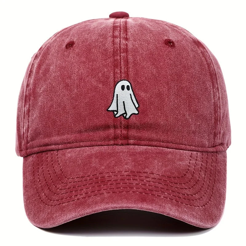 Halloween Embroidered Baseball Hat with Cute Ghost Pattern Simple Style Suitable for Men and Women