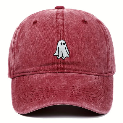 Halloween Embroidered Baseball Hat with Cute Ghost Pattern Simple Style Suitable for Men and Women
