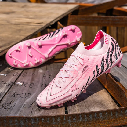 Chaussures de football AG FG pour hommes, tige en PU souple, structure de crampons renforcée, pour adultes, pour les matchs et entraînements de football en plein air sur pelouse.