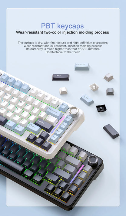 Teclado mecânico F75 FREEWOLF * AULA F75 Bluetooth de três modos, dedicado a gaming e utilização em escritório
