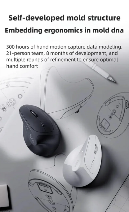 Inphic X9 PRO Vertical Wireless Mouse, Ergonomic Silent Bluetooth & 2.4G Rechargeable Mouse with Type-C Fast Charging, 12800 DPI for Laptop, PC & Gaming