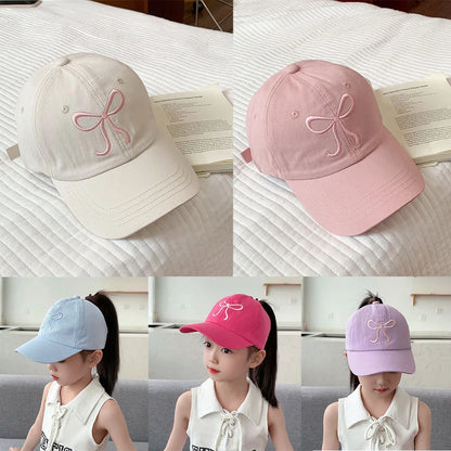 Bows Children Baseball Caps Hollow Empty Top High Ponytail Caps Adjustable Kids summer Sun Hats Boys Girls Hip hop Baseball Hat