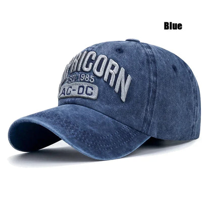 New Unisex Washed Distressed 'CAPRICORN' Alphabet 3D Embroidery Soft Top Baseball Cap Fashion Men Women Outdoor Casual Sport Cap