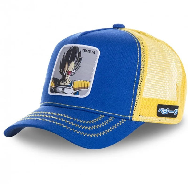 Czapka z motywem Dragon Ball Son Goku – letnia czapka podróżna z daszkiem, męska czapka z haftem w stylu hip-hopowym, z daszkiem przeciwsłonecznym, regulowana czapka typu trucker z siateczką