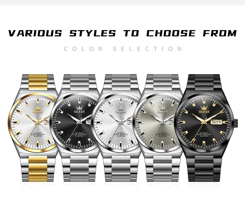 OLEVS Top Brand Luxury Automatic Watches Men Waterproof Watches 316L Steel Business Mechanical Men's Watch relogios masculino