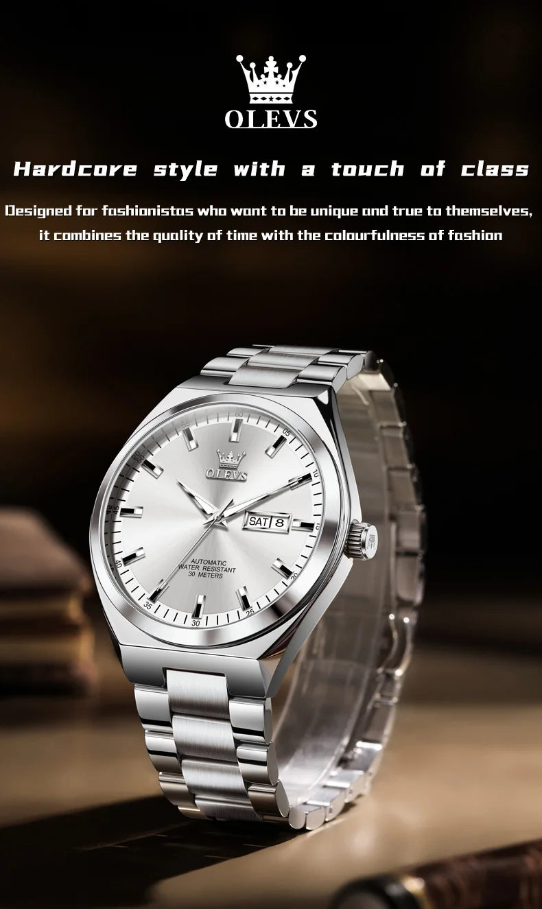 OLEVS Top Brand Luxury Automatic Watches Men Waterproof Watches 316L Steel Business Mechanical Men's Watch relogios masculino