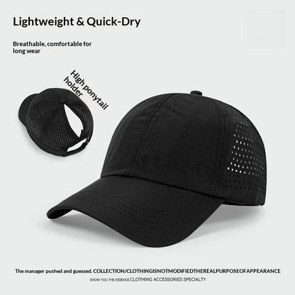 1pc Quick Drying Tongue Baseball Caps for Women Summer Protection Breathable Mesh Breathable Cap Stylish Adjustable Ponytail Hat