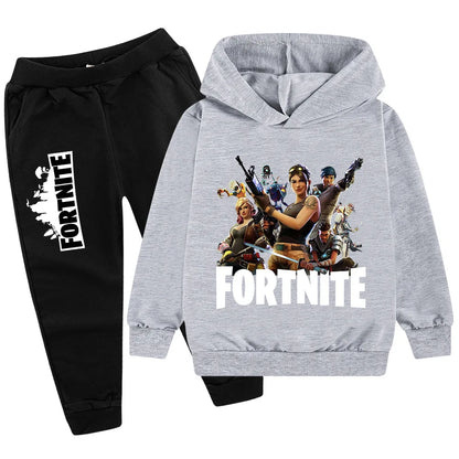 Fortnite Game Printed Children's Sets Hoodies Cartoon Comfortable 2pcs Suit Loose Long Sleeve Tops Pant Autumn Winter Clothes