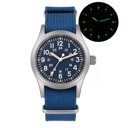 Militado ML05 38mm Vintage Watch VH31 Quartz Movement Field Watches Domed Sapphire Crystal With High Clear AR Coating Wristwatch