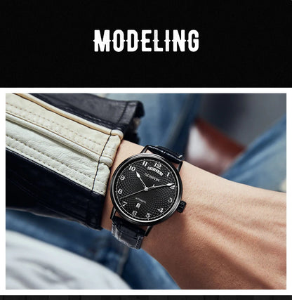 OCHSTIN Day Date Gents Watches 2025 Gift for Men Automatic Mechanical Business Wristwatches 40mm Analog Male Clock Leather Strap