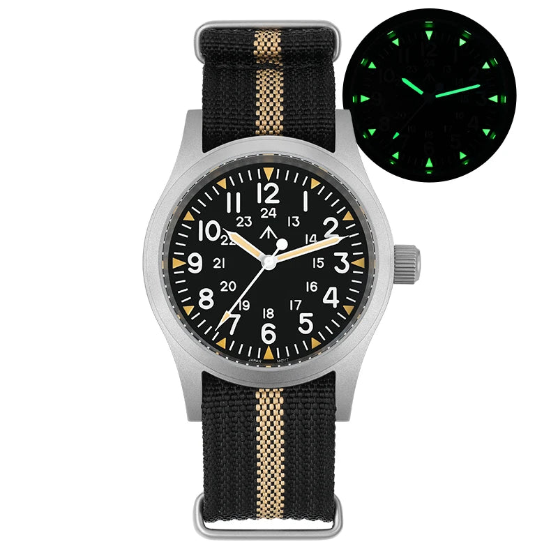 Militado ML05 Vintage Watch VH31 Sweep Second Movement Domed Sapphire Crystal With High Clear AR Coating Luminous 38mm Watches