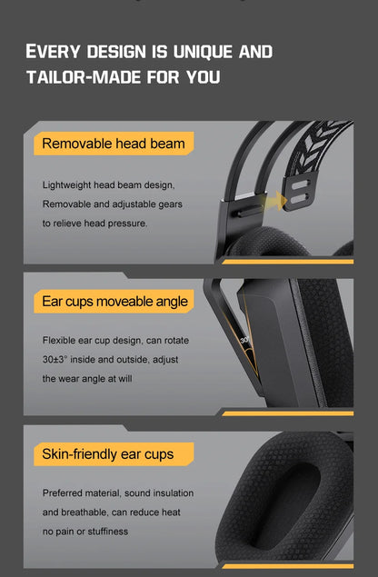 ONIKUMA GT828 Bluetooth Headset Four-mode Connection Over Ear HIFI Stereo Wireless Gaming Headsets with Mic for PC Laptops PS5
