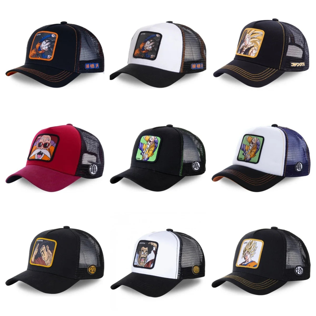 Czapka z motywem Dragon Ball Son Goku – letnia czapka podróżna z daszkiem, męska czapka z haftem w stylu hip-hopowym, z daszkiem przeciwsłonecznym, regulowana czapka typu trucker z siateczką