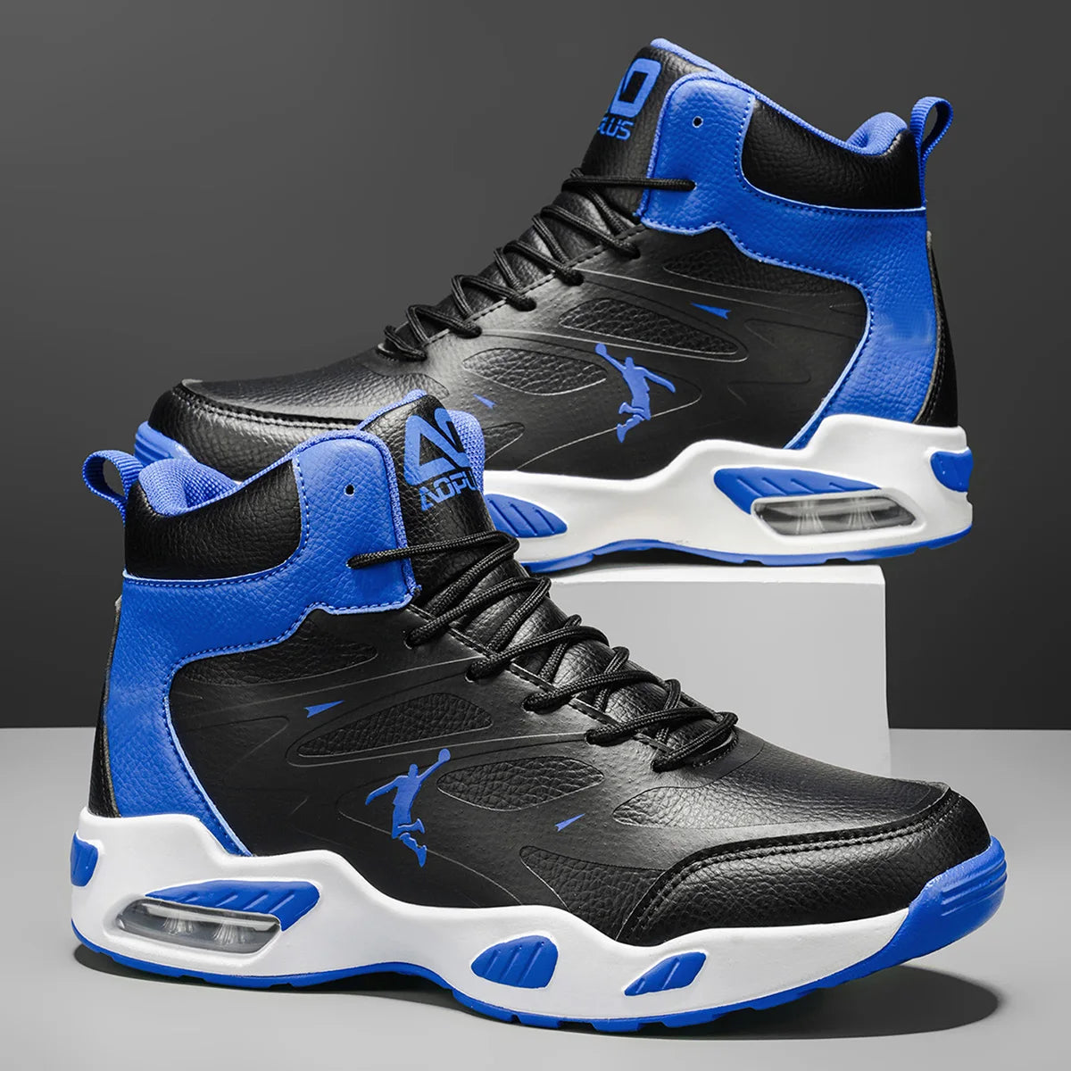 Chaussures de basket-ball montantes pour hommes, amorti à coussin d'air tendance, confortables, antidérapantes, respirantes, absorbant les chocs, pour activités de plein air
