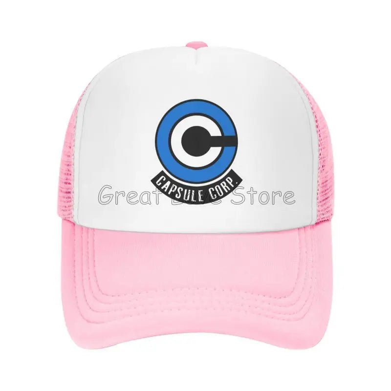 Capsule Corp Mesh Baseball Caps Unisex Hip-Hop Trucker Hat Anime DBZ Dad Hat Adjustable Racing Cap Summer Trucker Snapback Hats