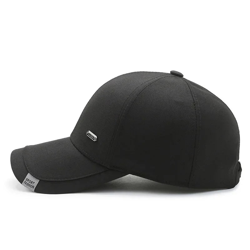 Men's Baseball Hat Hard Top Spring Autumn Big Head Circumference Cotton Cap Sun Protection Dad Cap Adjustable Strap Fishing Hat