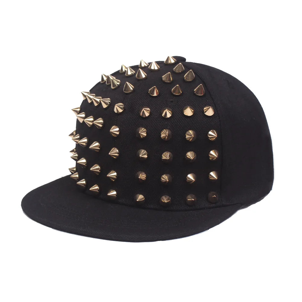Men Caps Flat Hat Hip Hop Snapback Fancy Rivet Baseball Cap Street Dance Cap Trendy Mesh Visor Youth Boys Girls