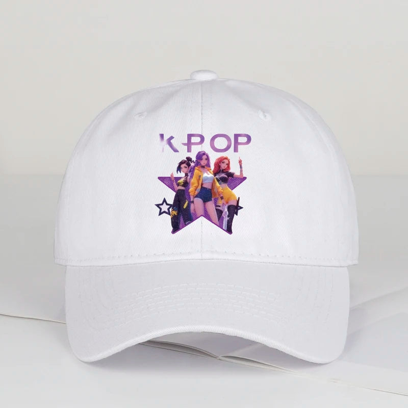 K-POP-baseballpet met print van cartoonmeisjesgroep - Unisex casual retro verstelbare ‘dad cap’ - Y2K-zonnepet