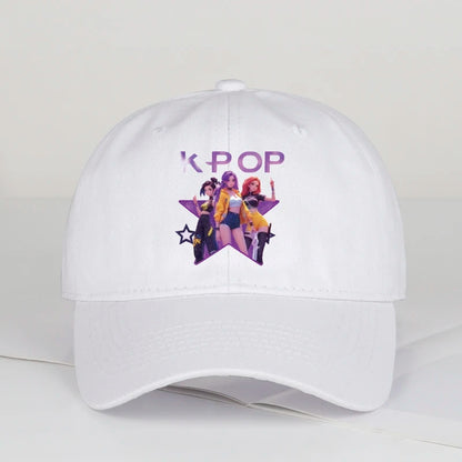K-POP-baseballpet met print van cartoonmeisjesgroep - Unisex casual retro verstelbare ‘dad cap’ - Y2K-zonnepet
