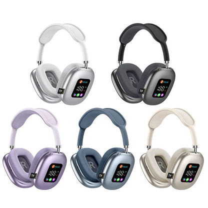 MAX600 Wireless Active Noise Cancelling Headphones – Bluetooth 5.2 Over-Ear Headset with Touch Control, LED Display & Microphone