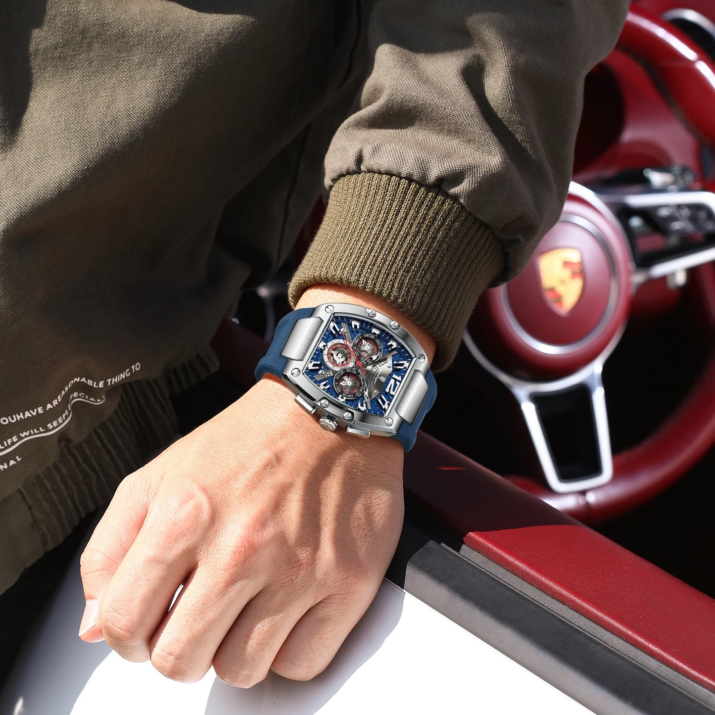 POEDAGAR Fashion Brand Men's Watch Luminous Waterproof Date Sports Male Watch Chronograph Silicone Quartz Watches For Man Reloj