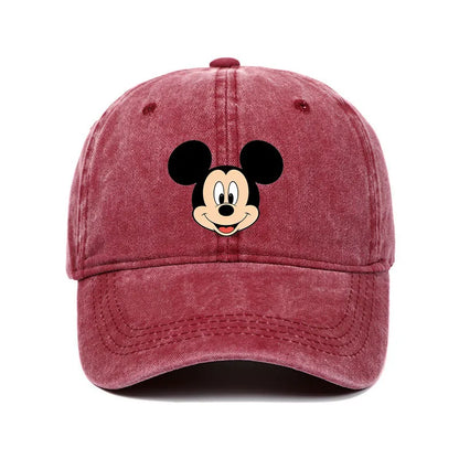 Retro Washed Mickey Mouse Print Baseball Cap Men Women Vintage Kpop Snapback Cap Adjustable Breathable Trucker Hat Sunscreen Hat
