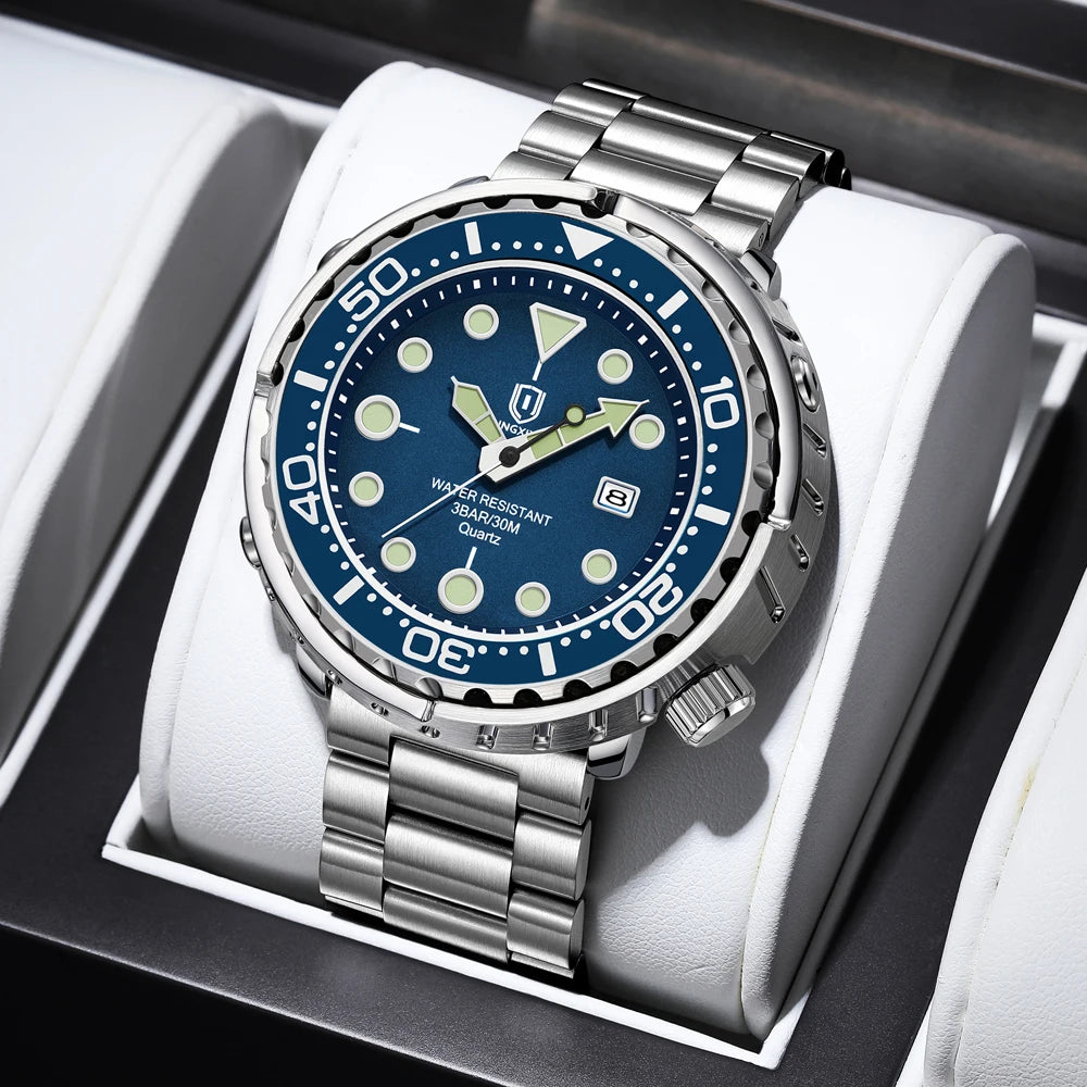 QINGXIYA Sports Men Quartz Watch Silicone Strap Waterproof Luminous Date Wristwatch Mens Military Clock Man Relogio Masculino