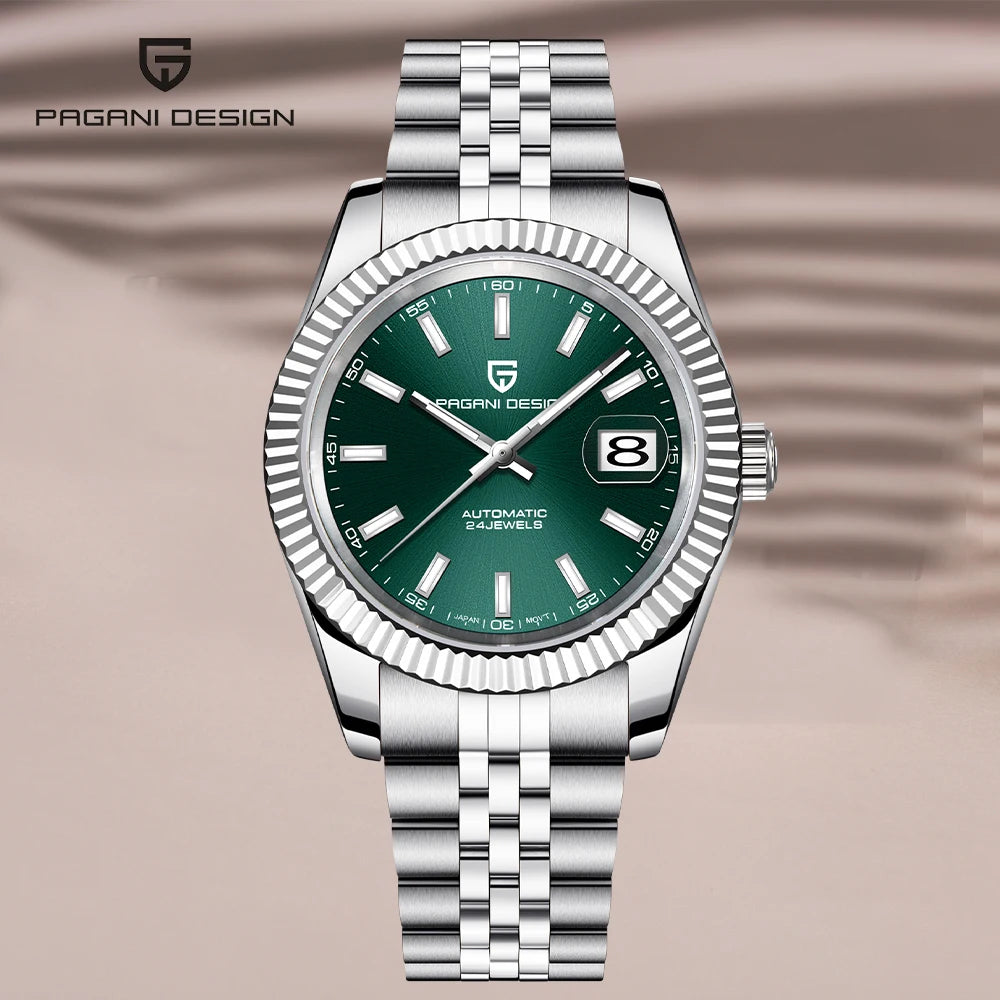 Relógio de pulso mecânico para homem PAGANI DESIGN PD1645 – Movimento 8215, vidro de safira, modelo de luxo em aço, resistente à água até 100 m