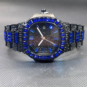 MISSFOX Luxury Watch For Men Rose Iced Out Diamond Hip Hop Quartz Waterproof Clock Men Square Diamond Male Watch 2026 New