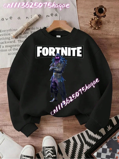 Sweatshirt pullover FORTNITED de manga comprida para criança, estilo streetwear para menina, menino e bebé, top de moda anime infantil, presente