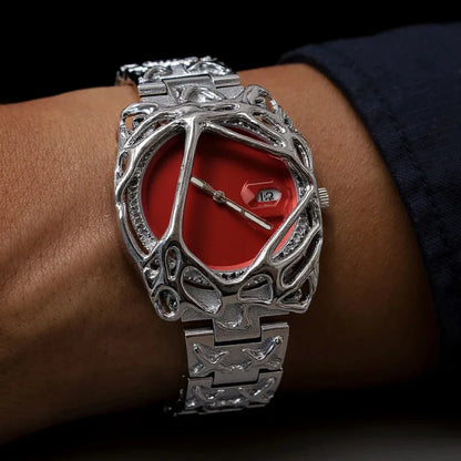 Fashion Y2K Antique Alabaster Quartz Watch Men Retro Black Strap Red Medieval Old Unique Creative Men Watches Luminous AAA Clock
