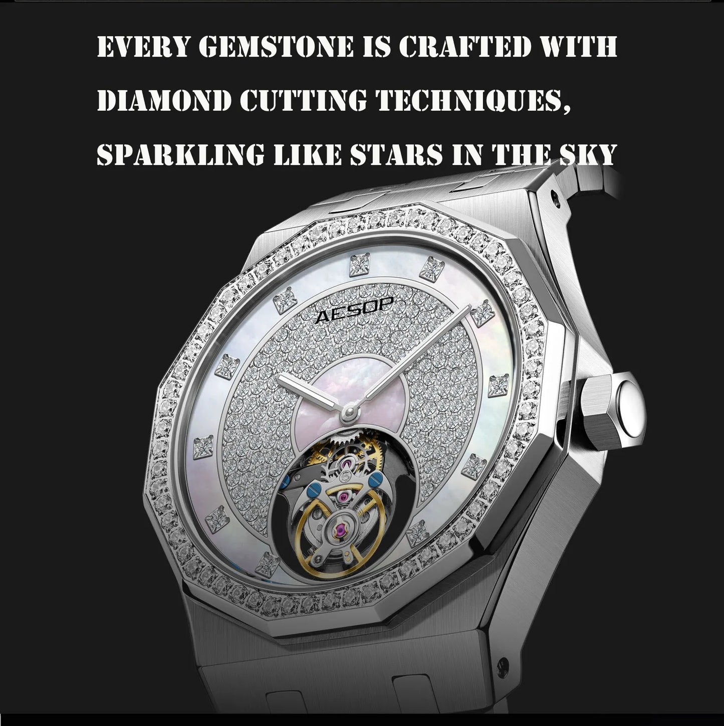 AESOP Echte Fliegende Tourbillon Mechanische Skeleton Uhr Für Mann Luxus Wasserdichte Armbanduhren Saphir Spiegel Gradienten new