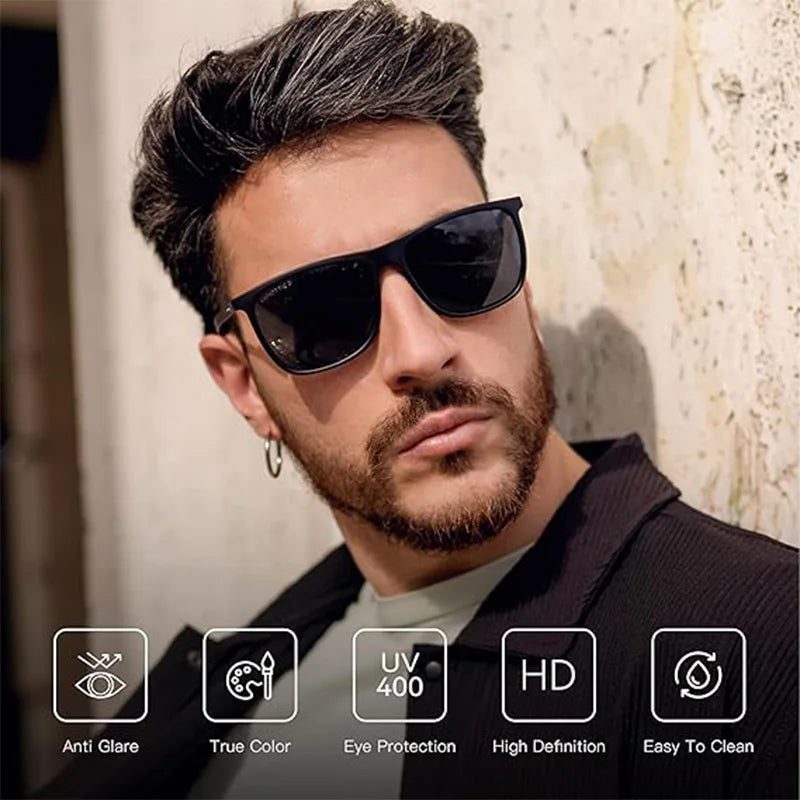 ZENOTTIC New Square Polarized Sunglasses for Men Ultralight Carbon Fiber Sun Glasses Driving Fishing Golf Sport UV400 Protection