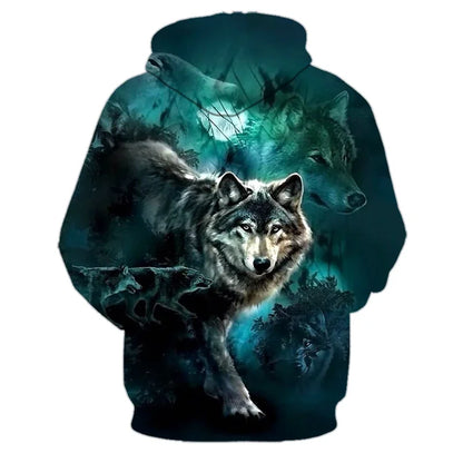 Animal Wolf – bluzy z kapturem drukowane w 3D dla mężczyzn i kobiet, modne, codzienne, oversize, swetry typu pullover, styl hip-hopowy, Harajuku, odzież uliczna