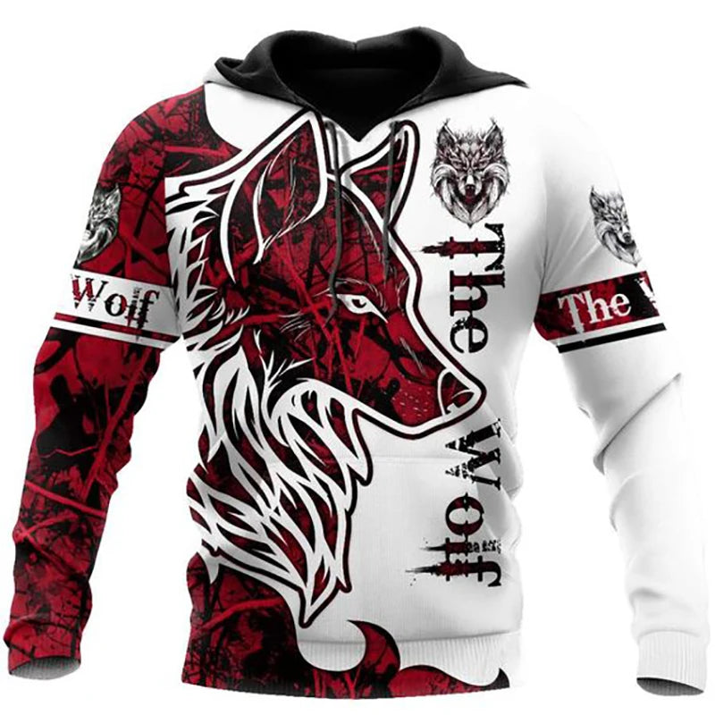 Módne jarné a jesenné mikiny s kapucňou pre mužov s motívom vlka, 3D potlač po celej ploche, unisex pulóver, ležérna bunda, streetwearový kabát, veľkosť 4XL